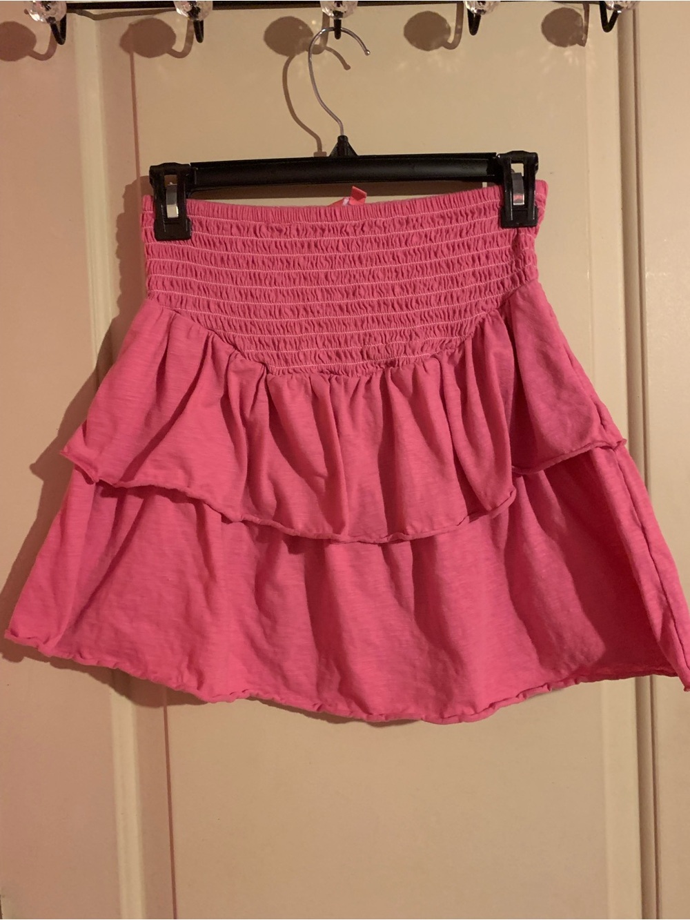 Simply Southern Pink Tiered Smocked Skater Skirt